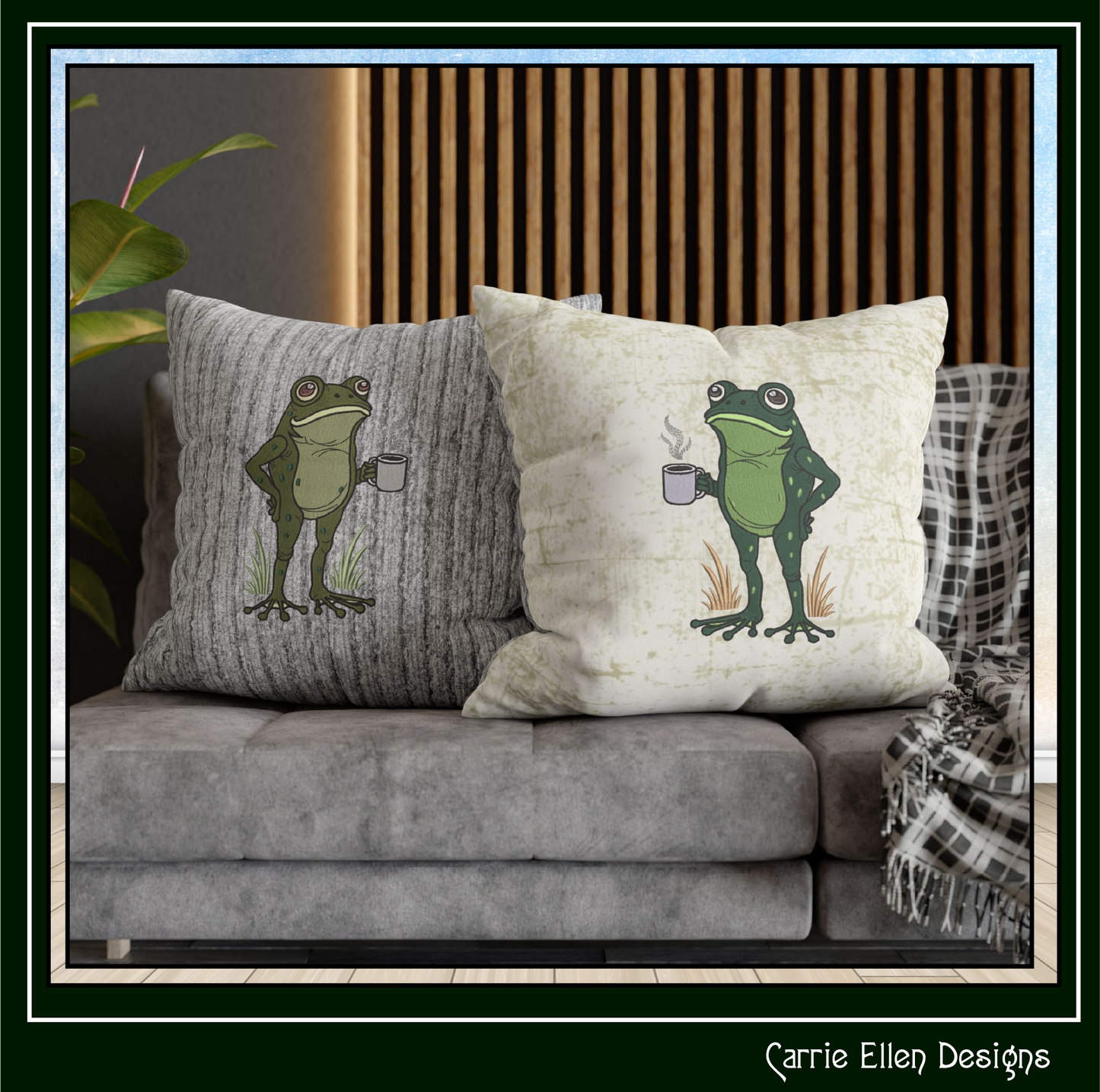 Frog with Coffee Machine Embroidery Design | Funny Morning Frog Stitch File | Coffee Lover Embroidery, 6 Sizes (4156)