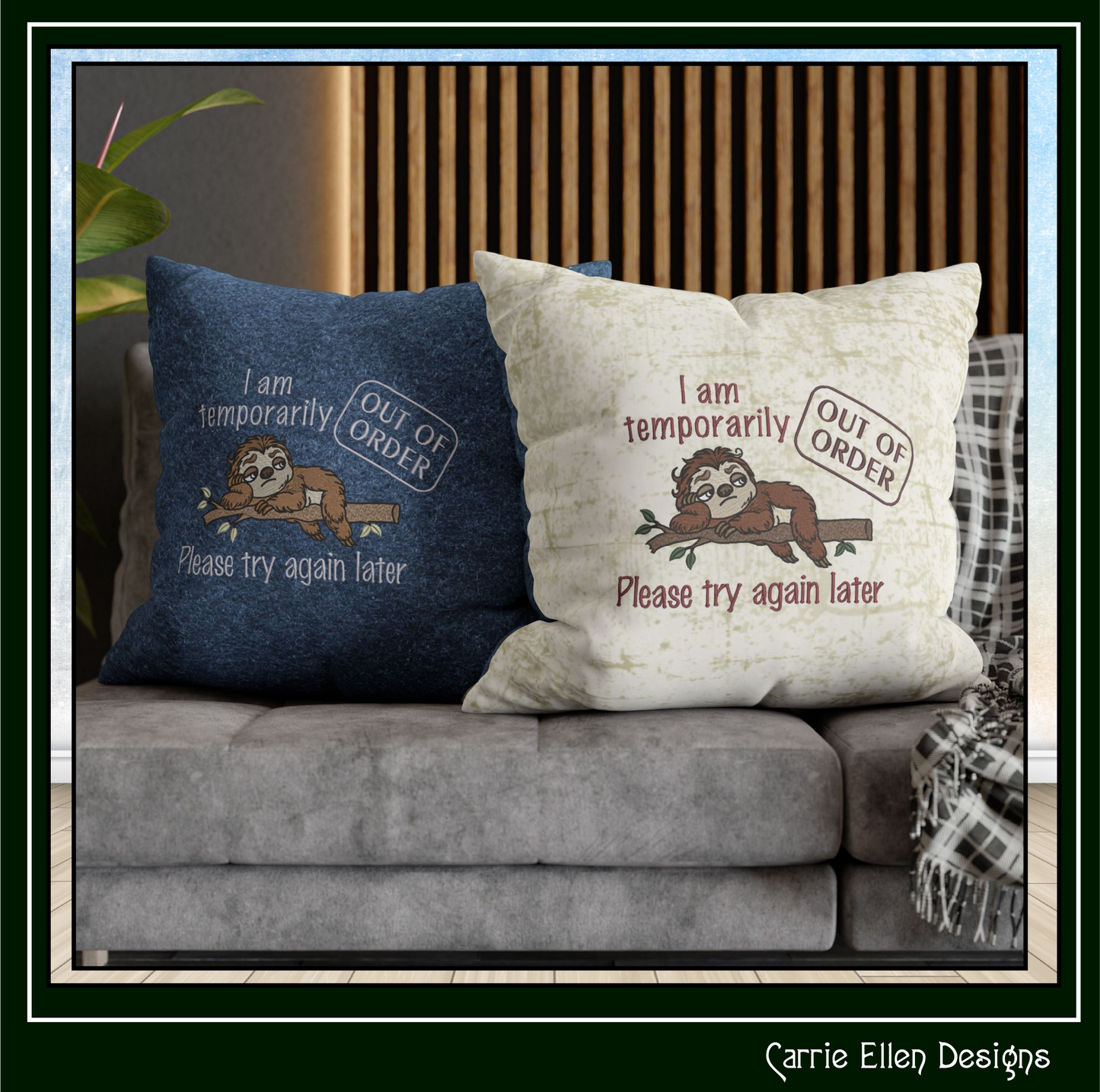 Temporarily Out of Order Try Again Later Machine Embroidery Design | Funny Sloth Sarcastic Stitch Pattern, 6 Sizes (4165)