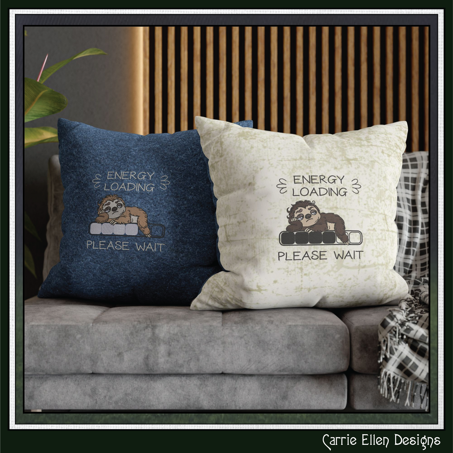 Energy Loading Please Wait Machine Embroidery Design | Funny Sloth Lazy Day Humor Stitch Pattern, 6 Sizes (4166)
