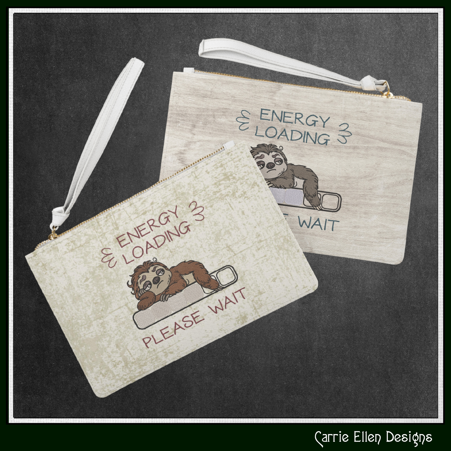 Energy Loading Please Wait Machine Embroidery Design | Funny Sloth Lazy Day Humor Stitch Pattern, 6 Sizes (4166)