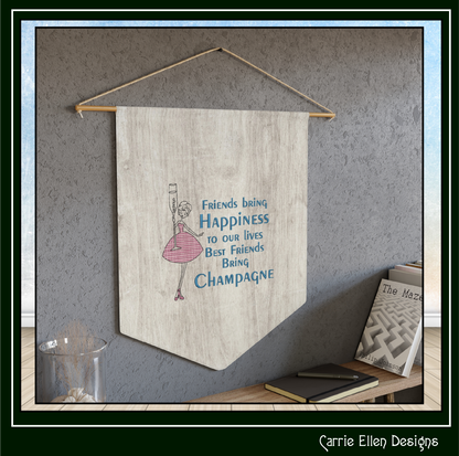 Best Friends Bring Champagne Machine Embroidery Design | Elegant Friendship Quote Stitch File, 6 Sizes (4167)
