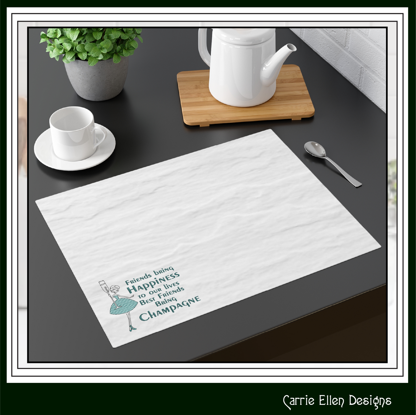 Best Friends Bring Champagne Machine Embroidery Design | Elegant Friendship Quote Stitch File, 6 Sizes (4167)