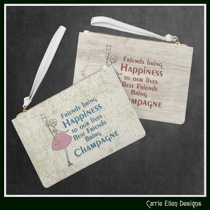 Best Friends Bring Champagne Machine Embroidery Design | Elegant Friendship Quote Stitch File, 6 Sizes (4167)