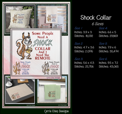 Some People Need a Shock Collar Machine Embroidery Design | Funny Squirrel Embroidery Pattern | Sarcastic Animal Stitch File, 6 Sizes (4168)