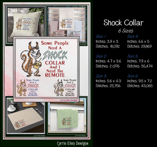 Some People Need a Shock Collar Machine Embroidery Design | Funny Squirrel Embroidery Pattern | Sarcastic Animal Stitch File, 6 Sizes (4168)