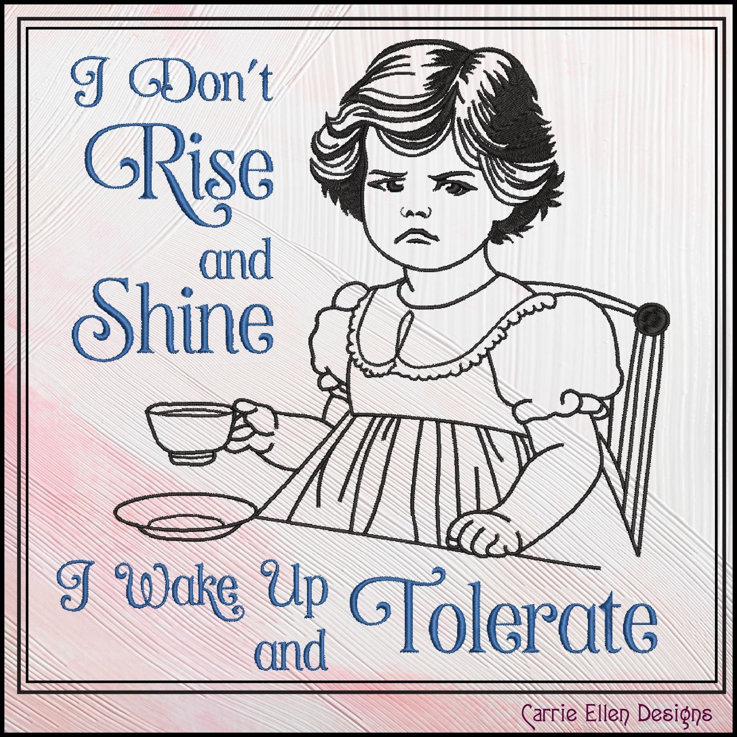 I Don't Rise and Shine Machine Embroidery Design | Funny Morning Quote Design File | Sarcastic Vintage Humor, 6 Sizes (4173)
