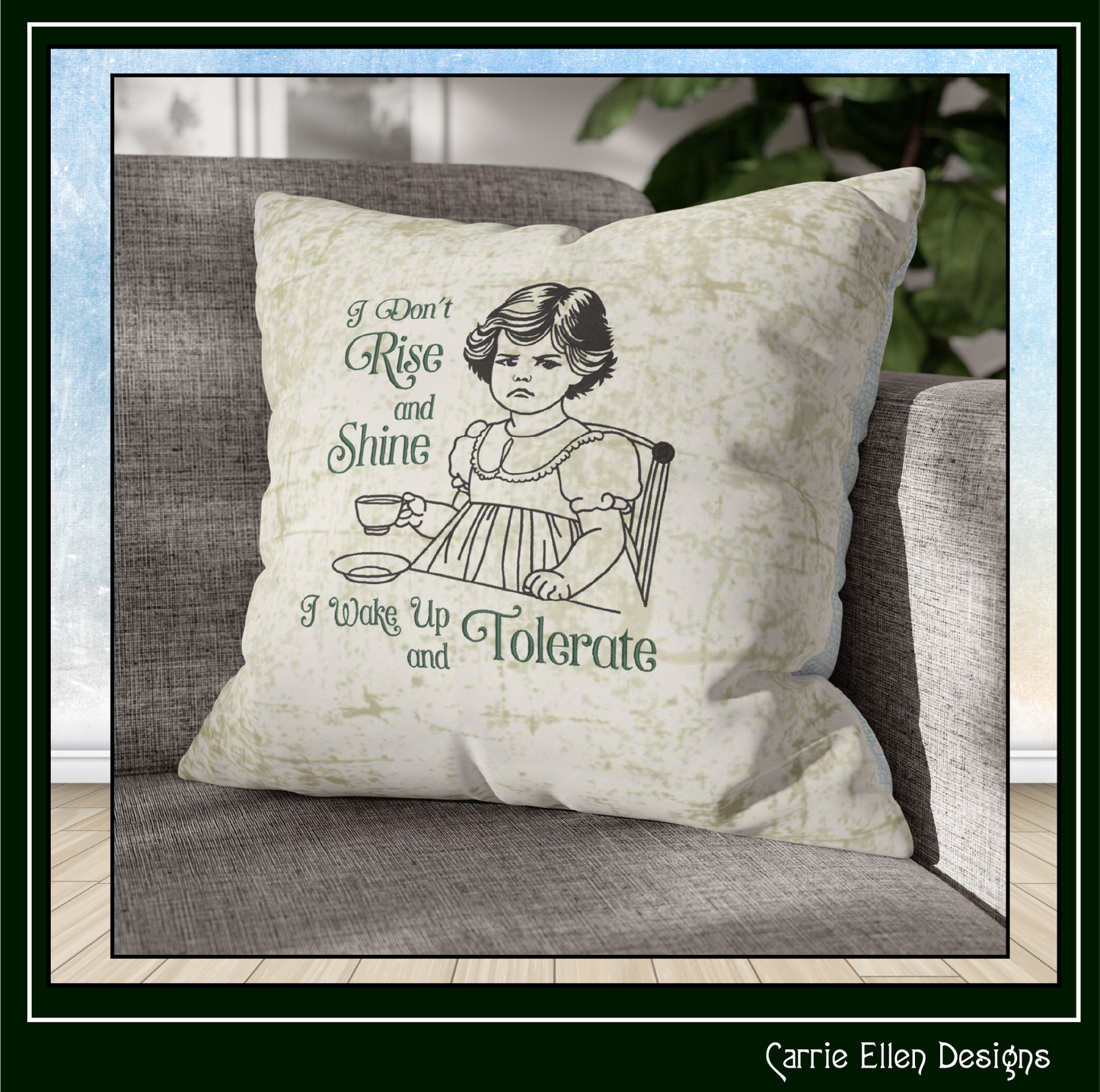I Don't Rise and Shine Machine Embroidery Design | Funny Morning Quote Design File | Sarcastic Vintage Humor, 6 Sizes (4173)
