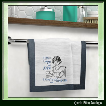 I Don't Rise and Shine Machine Embroidery Design | Funny Morning Quote Design File | Sarcastic Vintage Humor, 6 Sizes (4173)