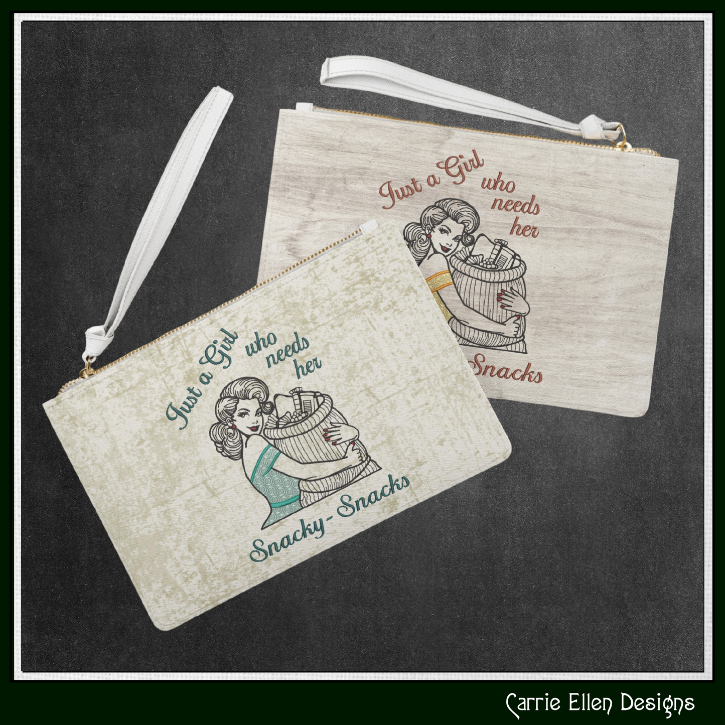 Just a Girl Who Needs Her Snacky Snacks Machine Embroidery Design | Funny Food Lover Embroidery Pattern | Snack Lover Stitch File, 6 Sizes (4175)