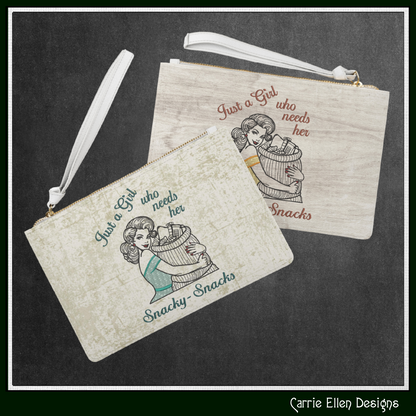 Just a Girl Who Needs Her Snacky Snacks Machine Embroidery Design | Funny Food Lover Embroidery Pattern | Snack Lover Stitch File, 6 Sizes (4175)