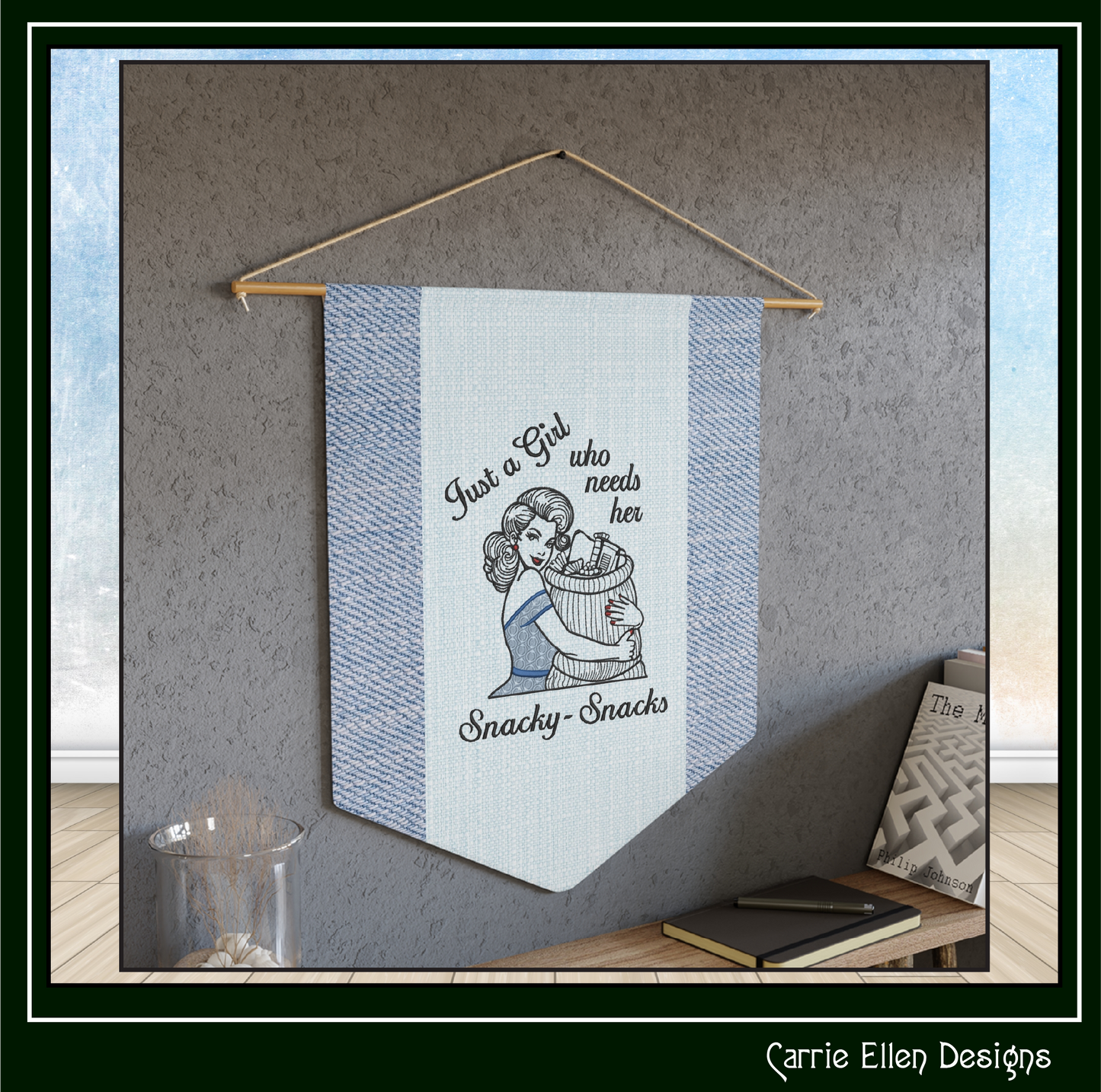 Just a Girl Who Needs Her Snacky Snacks Machine Embroidery Design | Funny Food Lover Embroidery Pattern | Snack Lover Stitch File, 6 Sizes (4175)
