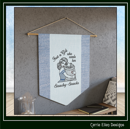 Just a Girl Who Needs Her Snacky Snacks Machine Embroidery Design | Funny Food Lover Embroidery Pattern | Snack Lover Stitch File, 6 Sizes (4175)