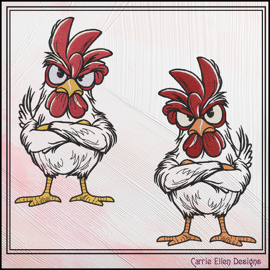 Angry Rooster Machine Embroidery Design | Farmhouse Rooster Stitch File | Country Farm Decor Design, 6 Sizes, (4176)