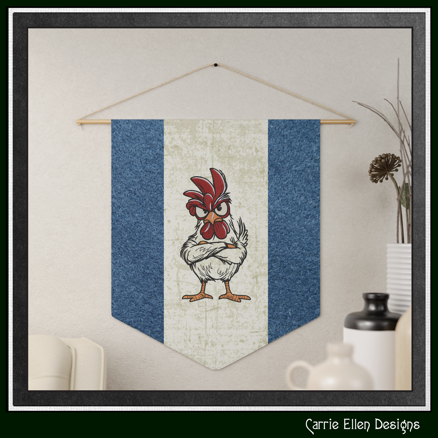 Angry Rooster Machine Embroidery Design | Farmhouse Rooster Stitch File | Country Farm Decor Design, 6 Sizes, (4176)