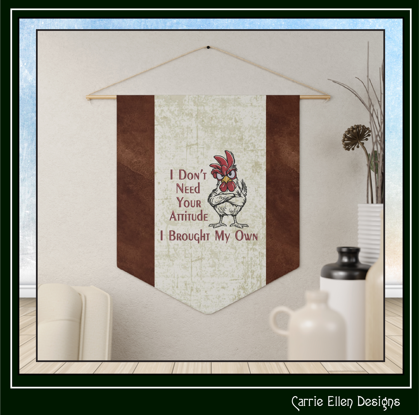 I Don't Need Your Attitude Machine Embroidery Design Saying | Snarky Rooster Farmhouse Humor Stitch File, 6 Sizes (4178)