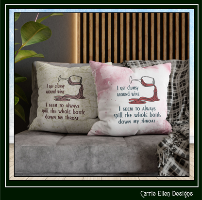 I Get Clumsy Around Wine Machine Embroidery Design | Adult Humor Wine Lover Stitch Pattern, 6 Sizes (4182)