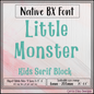 Little Monster Kids Serif Block BX Embroidery Font | Playful Children's Alphabet | Machine Embroidery Lettering Set (4184)