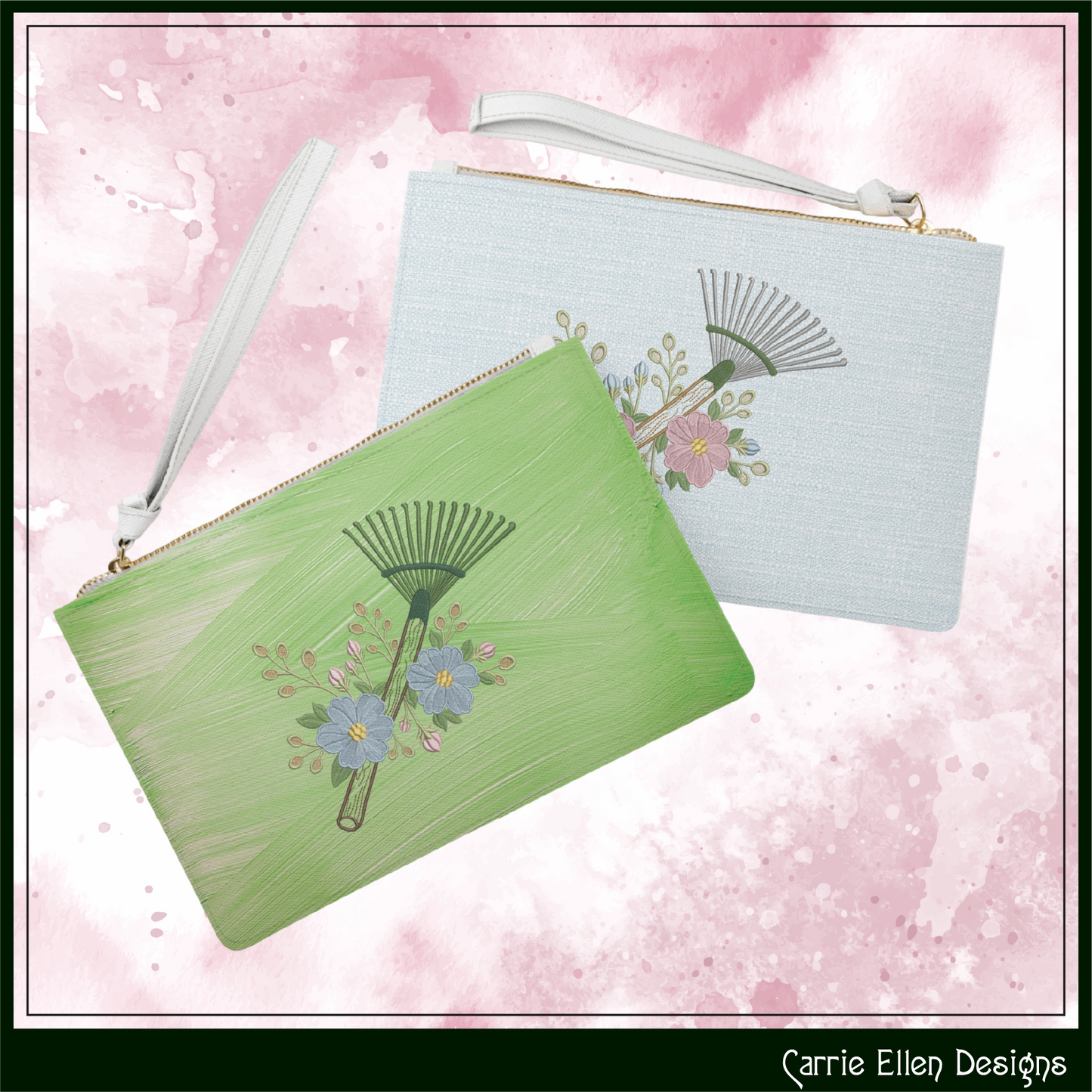 Floral Garden Rake Machine Embroidery Design | Botanical Leaf Rake Stitch File, 6 Sizes, (4185)