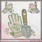Floral Gardening Glove & Trowel Machine Embroidery Design | Botanical Gardening Embroidery, 6 Sizes, (4187)