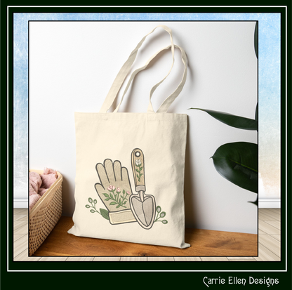 Floral Gardening Glove & Trowel Machine Embroidery Design | Botanical Gardening Embroidery, 6 Sizes, (4187)