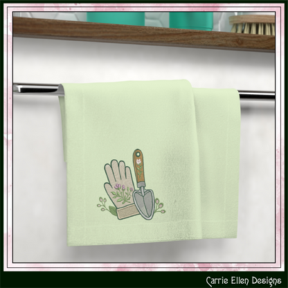 Floral Gardening Glove & Trowel Machine Embroidery Design | Botanical Gardening Embroidery, 6 Sizes, (4187)