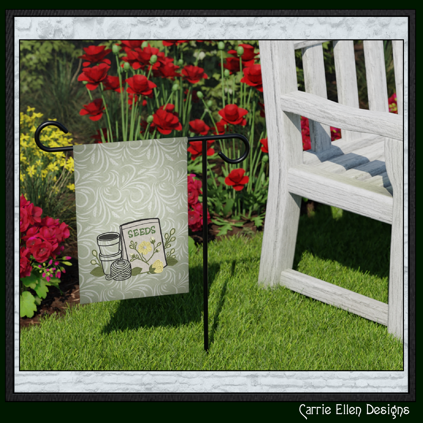 Floral Seed Packet Machine Embroidery Design | Garden Seeds Botanical Gardening Embroidery, 6 Sizes, (4188)