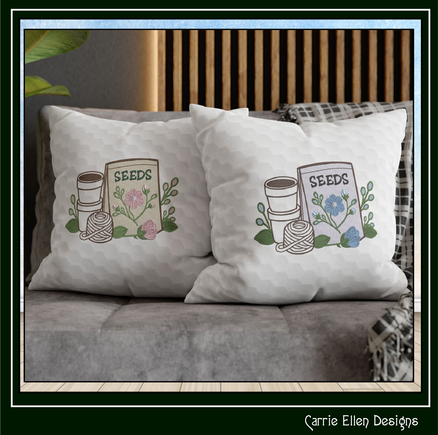 Floral Seed Packet Machine Embroidery Design | Garden Seeds Botanical Gardening Embroidery, 6 Sizes, (4188)