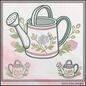 Floral Watering Can Machine Embroidery Design | Botanical Gardening Embroidery, 6 Sizes, (4189)