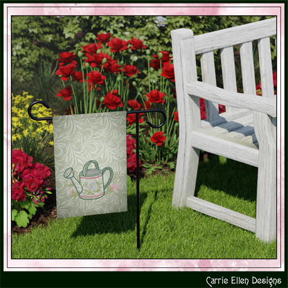 Floral Watering Can Machine Embroidery Design | Botanical Gardening Embroidery, 6 Sizes, (4189)