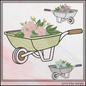 Floral Wheelbarrow Machine Embroidery Design | Wheelbarrow with Flowers Gardening Embroidery, 6 Sizes, (4190)