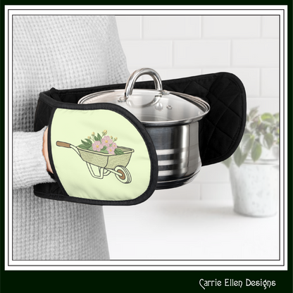 Floral Wheelbarrow Machine Embroidery Design | Wheelbarrow with Flowers Gardening Embroidery, 6 Sizes, (4190)