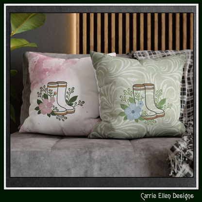 Floral Garden Boots Machine Embroidery Design | Rain Boots with Flowers Gardening Embroidery, 6 Sizes, (4191)