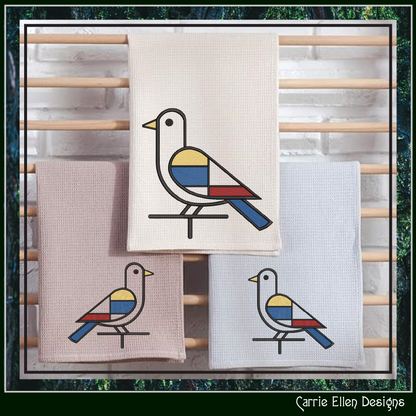 Geometric Dove Machine Embroidery Design | Mondrian Inspired Bird Stitch File | Modern Art Embroidery, 6 Sizes, (4194)