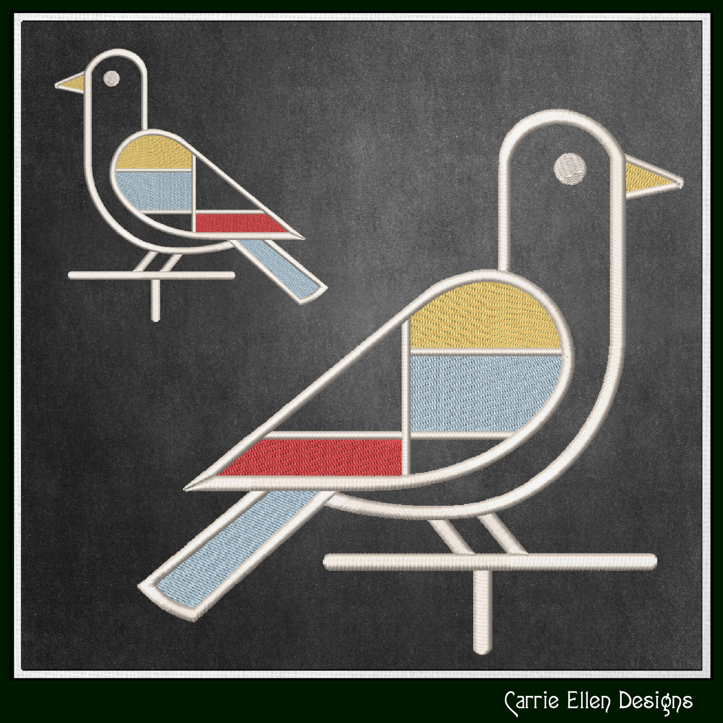 Geometric Dove Machine Embroidery Design | Mondrian Inspired Bird Stitch File | Modern Art Embroidery, 6 Sizes, (4194)