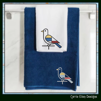 Geometric Dove Machine Embroidery Design | Mondrian Inspired Bird Stitch File | Modern Art Embroidery, 6 Sizes, (4194)