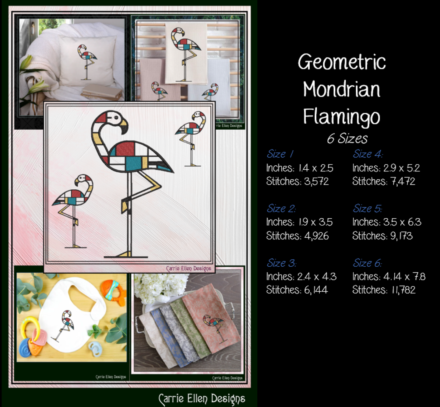 Geometric Bird Bundle Machine Embroidery Designs | Mondrian Inspired Bird Collection | Modern Line Art Stitch Files, 10 Designs, 6 Sizes, (4206)