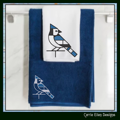 Geometric Blue Jay Machine Embroidery Design | Mondrian Inspired Bird Stitch File | Modern Art Embroidery, 6 Sizes, (4198)
