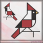 Geometric Cardinal Machine Embroidery Design | Mondrian Inspired Bird Stitch File | Modern Art Embroidery, 6 Sizes, (4199)