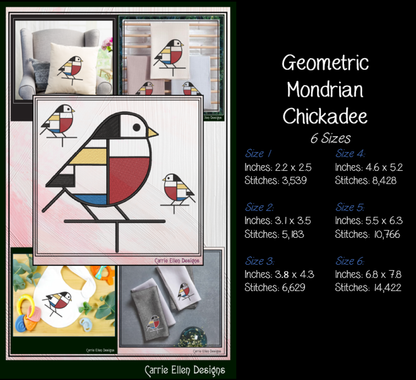 Geometric Bird Bundle Machine Embroidery Designs | Mondrian Inspired Bird Collection | Modern Line Art Stitch Files, 10 Designs, 6 Sizes, (4206)