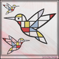 Geometric Hummingbird Machine Embroidery Design | Mondrian Inspired Bird Stitch File | Modern Art Embroidery, 6 Sizes, (4202)