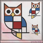 Geometric Owl Machine Embroidery Design | Mondrian Inspired Bird Stitch File | Modern Art Embroidery, 6 Sizes, (4203)