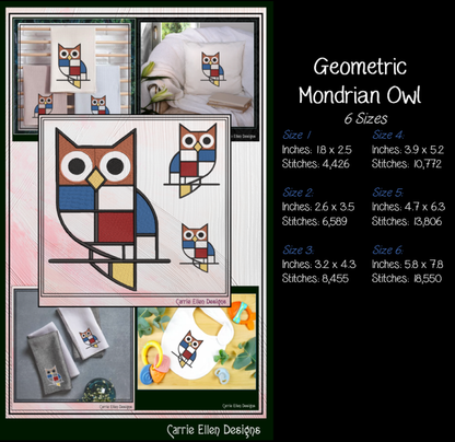 Geometric Bird Bundle Machine Embroidery Designs | Mondrian Inspired Bird Collection | Modern Line Art Stitch Files, 10 Designs, 6 Sizes, (4206)