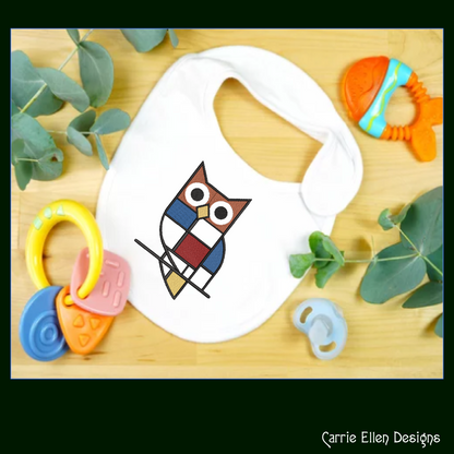 Geometric Owl Machine Embroidery Design | Mondrian Inspired Bird Stitch File | Modern Art Embroidery, 6 Sizes, (4203)