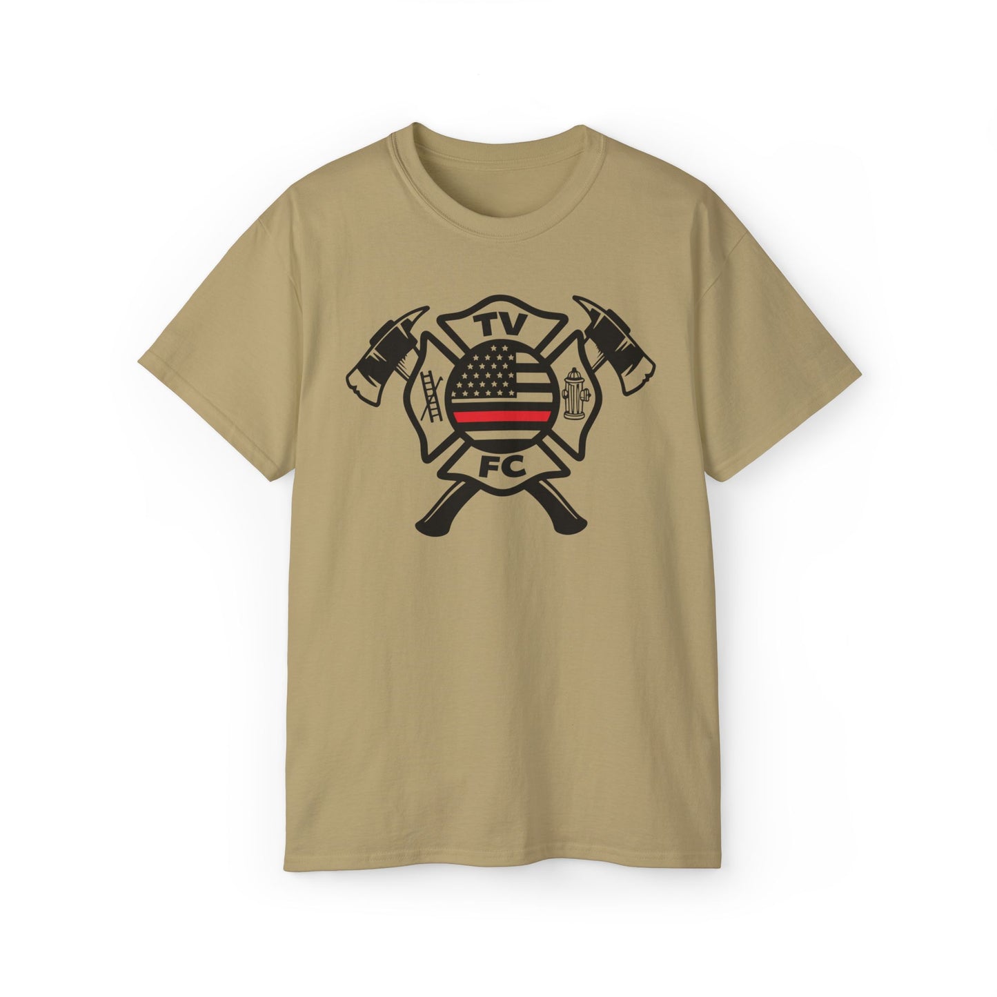 TV FC Red Thin Line Firefighter Maltese Cross Tee | 6 oz Cotton Tee Shirt (3009)