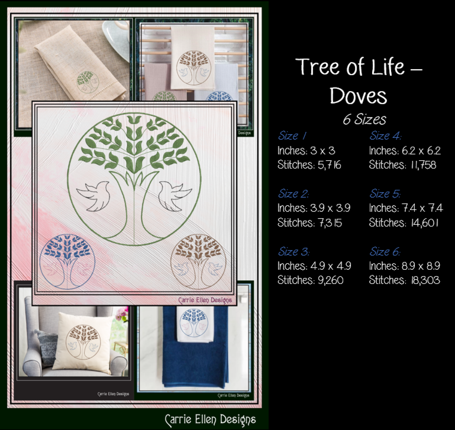 Tree of Life Bundle Machine Embroidery Designs | 6 Nature & Botanical Stitch Files | Floral Tree Embroidery Collection, 6 Sizes (4214)