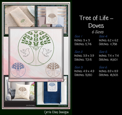 Tree of Life Bundle Machine Embroidery Designs | 6 Nature & Botanical Stitch Files | Floral Tree Embroidery Collection, 6 Sizes (4214)