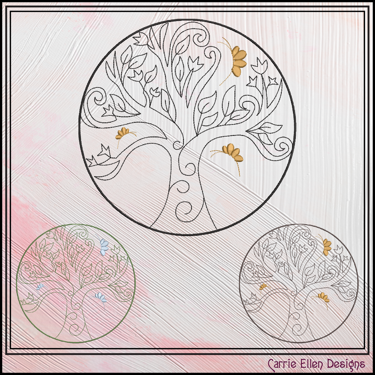 Tree of Life with Butterflies Machine Embroidery Design | Floral Tree Embroidery File | Butterfly Nature Stitch Pattern, 6 Sizes (4210)
