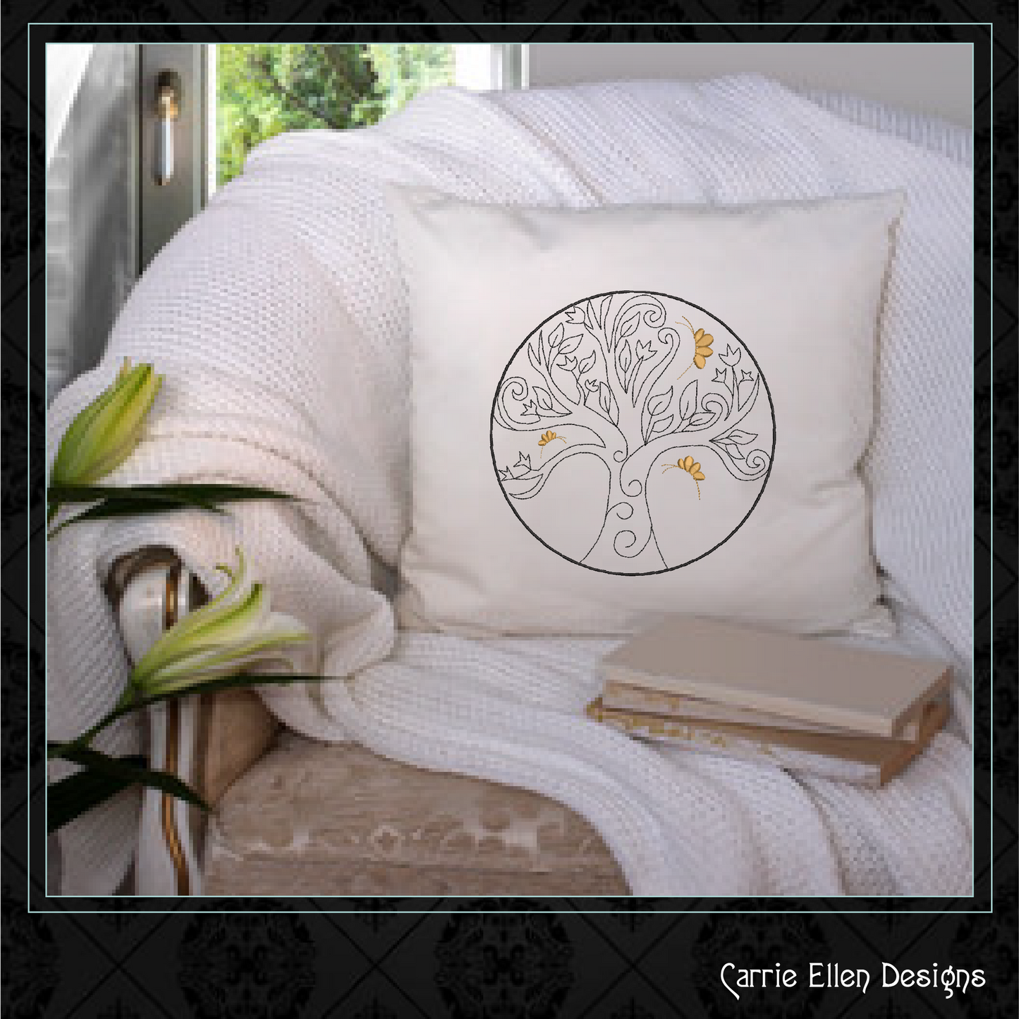 Tree of Life with Butterflies Machine Embroidery Design | Floral Tree Embroidery File | Butterfly Nature Stitch Pattern, 6 Sizes (4210)