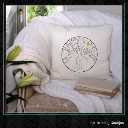 Tree of Life with Butterflies Machine Embroidery Design | Floral Tree Embroidery File | Butterfly Nature Stitch Pattern, 6 Sizes (4210)
