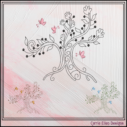Tree of Life with Butterflies Machine Embroidery Design | Floral Tree Embroidery File | Butterfly Nature Stitch Pattern, 6 Sizes (4211)